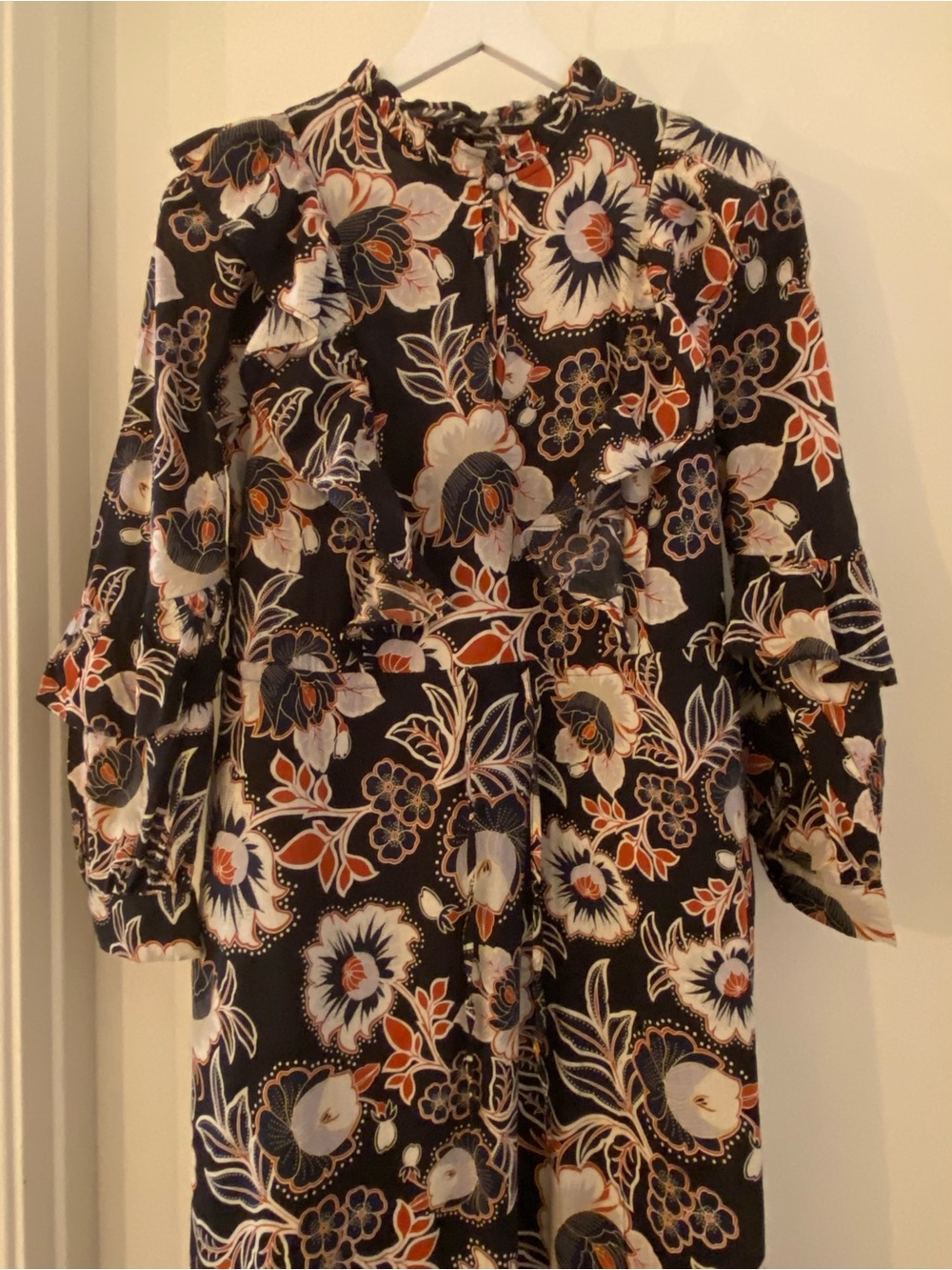 Who What Wear Black Floral Maxi Dress with Cream and Rust Accents - Picture 5 of 14